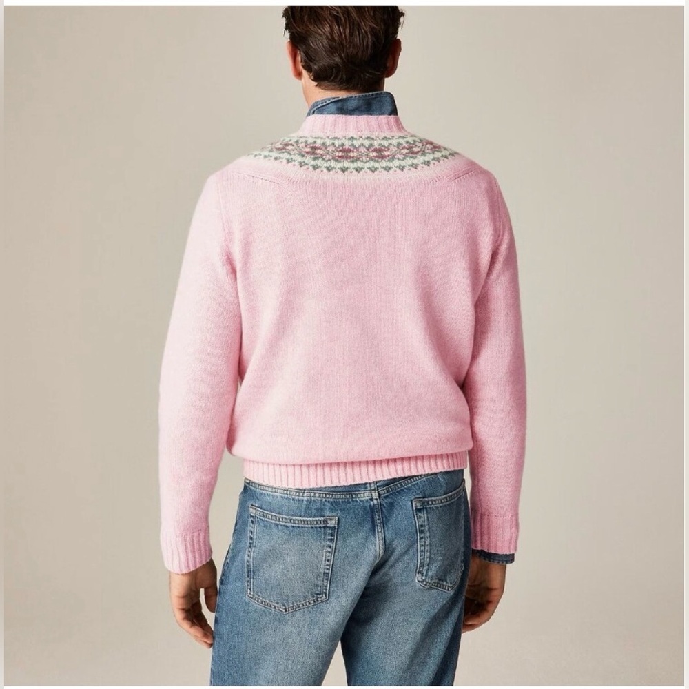 J.Crew Fair Isle–Yoked in Wool In Peony Fair Isle 100% Wool Sweater. Size M - Picture 3 of 10